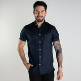 Camisa Tommy Hilfiger Classic Manga Curta Azul Petróleo
