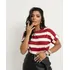 Camisa Tshirt Manga Dobrada Listrada Premium Moda Feminina