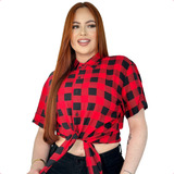 Camisa Xadrez Feminina Manga