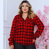 Camisa Xadrez Feminina Plus