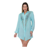 Camisao Chemise Linho Feminina