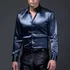 Camisas Masculinas De Seda Acetinada, Blusas, Slim Fit, Fest