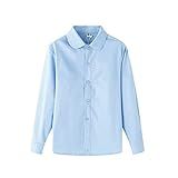 Camisas Sociais Para Meninas Meninos Camisa De Botão Manga Longa Chlid Adolescentes Camisas Formais Blusa Infantil Tops  Azul  14 15 Anos