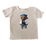 Camiseta 100  Algodão Infantil Menino Bebê Urso Estiloso