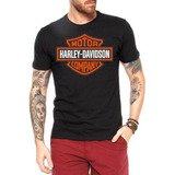 Camiseta 100%algodão Moto Harley Davidson Brasão Motorcycles