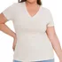 Camiseta Baby Look Plus Size Decote V Feminina Manga Curta