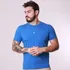 Camiseta Básica Camisa Masculina Slim Fit Bordada Azul Claro