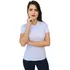 Camiseta Básica Feminina Branca Canelada Gola Padre Bu14