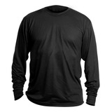 Camiseta Básica Manga Longa Malha Fria Camisa Lisa Plus Size