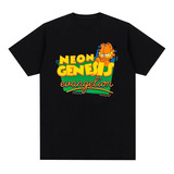 Camiseta Basica Unissex Garfield Neon Genesis Evangelion Y2k