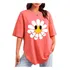 Camiseta Blogueira Estampada Desenho Flor Blusa Oversized