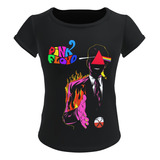 Camiseta Blusa Feminina Baby Look Banda Pink Floyd Moon Fire
