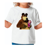 Camiseta Blusa Infantil Menina Estampa Urso Macha No Colo