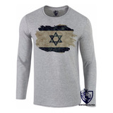 Camiseta Blusa Manga Longa Camisa Bandeira Israel Pergaminho