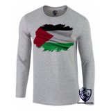 Camiseta Blusa Manga Longa Camisa Bandeira Palestina