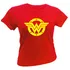 Camiseta Blusa Vermelha - Mulher Maravilha Logo Amarelo