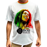 Camiseta Bob Marley Reggae Music Com Gola Personalizada
