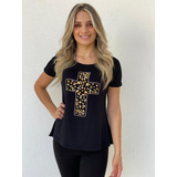 Camiseta Bordada De Cruz