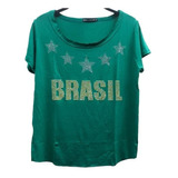 Camiseta Brasil Strass Pedras