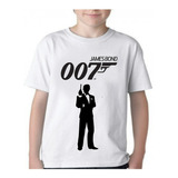 Camiseta Camisa 007 James Bond Espião Filme Cinema Infantil 