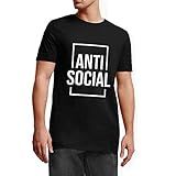 Camiseta Camisa Anti Social Masculina Preto Tamanho:p