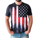 Camiseta Camisa Bandeira Estados Unidos Eua Usa Masculino