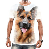 Camiseta Camisa Cachorros De Raça Pastor Alemão Capa Preta 1
