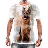 Camiseta Camisa Cachorros De Raça Pastor Alemão Capa Preta 6