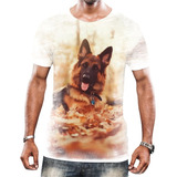 Camiseta Camisa Cachorros De Raça Pastor Alemão Capa Preta 7