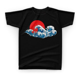 Camiseta Camisa Japão Oriental Waves Ondas Minimalista - K25