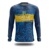 Camiseta Camisa Manga Frio Longa Futebol Boca Argentina 01