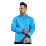 Camiseta Camisa Masculina Manga Longa Gola Polo Casual 