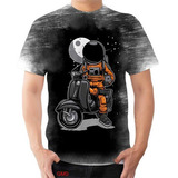 Camiseta Camisa Motoqueiro Motoboy Astronauta Mobilete Lua