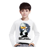Camiseta Camisa Pato Donald Patinhas Manga Longa Infantil