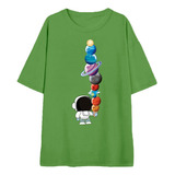Camiseta Casual Divertida Planetas