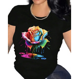 Camiseta Casual Feminina Estampada