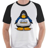 Camiseta Club Penguin Disney Jogo Logo Camisa Blusa Raglan