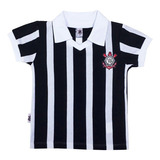 Camiseta Corinthians Para Bebê Listrada Retrô Oficial