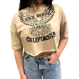Camiseta Cropped De Algodao