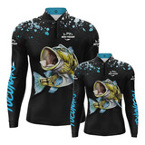 Camiseta De Pesca Pai E Filho Com Estampa Igual Proteção Uv