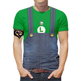 Camiseta Do Luigi Super Mario Bros Masculina Roupa Blusa