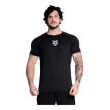 Camiseta Dry Academia Preta Alpha Co Lobo Masculina