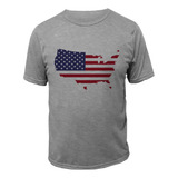 Camiseta Estados Unidos Bandeira Mapa Eua Usa Camisa Blusa