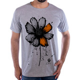 Camiseta Estampada Flor Blusa Camisa Com Manga Regata Ink