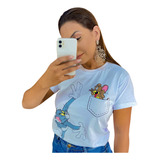 Camiseta Feminina Blusa Desenho Personagem Tom E Jerry