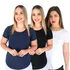 Camiseta Feminina Blusinha Max Alongada Kit 3 Malhar