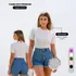 Camiseta Feminina Canelada Gola Alta Manga Curta +10 Cores