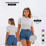Camiseta Feminina Canelada Gola