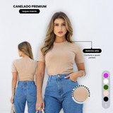 Camiseta Feminina Canelada Gola