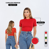 Camiseta Feminina Canelada Gola